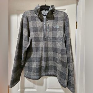 NORTH FACE Gordon Lyons Gray Buffalo Plaid 1/4 Zip Sweater